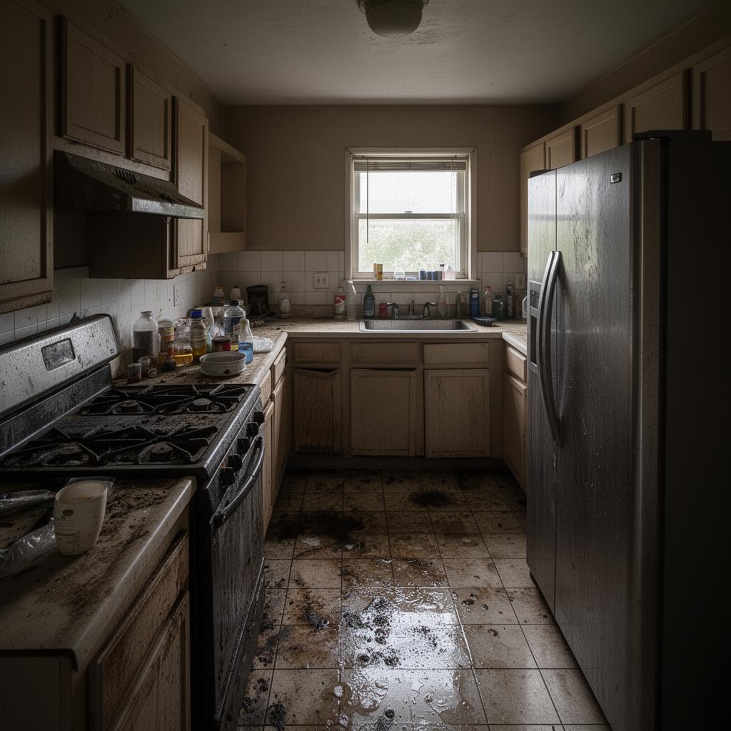 Cocina antes de la limpieza profunda